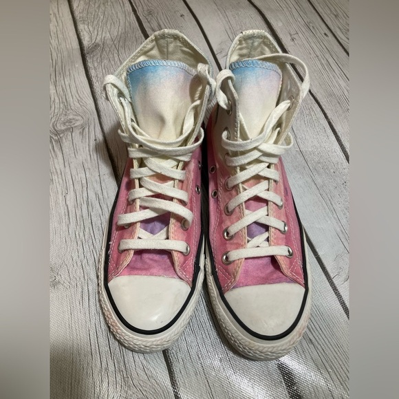 Converse All Star Chuck Taylor High Tops Women’s Pink Ombré Watercolor Sunset 6 - Picture 4 of 14